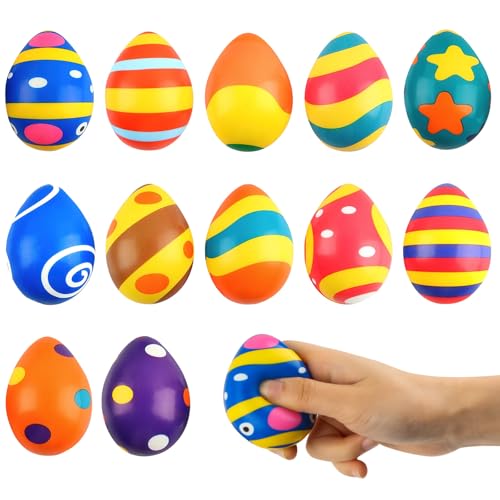 badaren Ostereier Stressball 12 Stück Antistressball, Stressbälle Ostern, Eier Mitgebsel Kinder, Ostern Geschenke, Ostergeschenk Kinder (B) von badaren