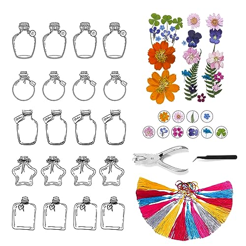 bainuote 20 Stück Lesezeichen Kinder DIY Transparente Lesezeichen mit getrocknete Blumen, Locher, Pinzette und Anhängerzubehör Lesezeichen Personalisiert Trockenblumen Aufkleber-Set - C bainuote 20 Stück Lesezeichen Kinder DIY Transparente Lesezeichen mit getrocknete Blumen, Locher, Pinzette und Anhängerzubehör Lesezeichen Personalisiert Trockenblumen Aufkleber-Set - C von bainuote