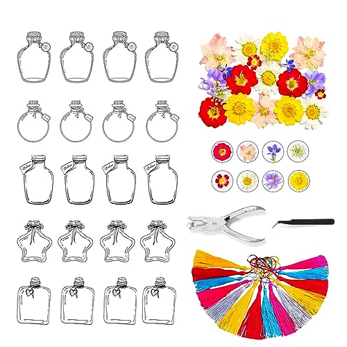 bainuote 20 Stück Lesezeichen Kinder DIY Transparente Lesezeichen mit getrocknete Blumen, Locher, Pinzette und Anhängerzubehör Personalisiert Trockenblumen Aufkleber-Set - D bainuote 20 Stück Lesezeichen Kinder DIY Transparente Lesezeichen mit getrocknete Blumen, Locher, Pinzette und Anhängerzubehör Personalisiert Trockenblumen Aufkleber-Set - D von bainuote