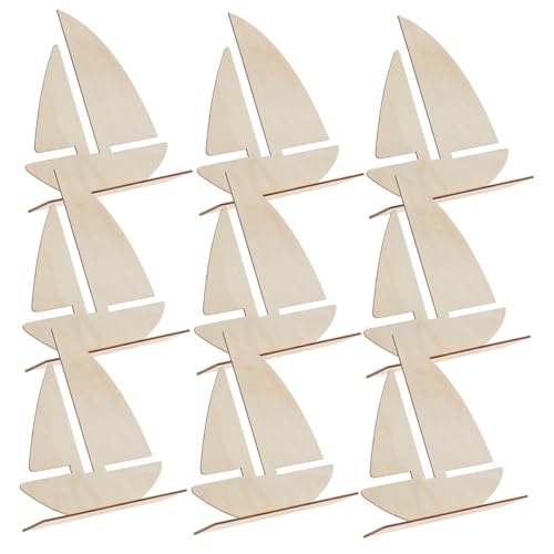 Balacoo 10 Stück Teiliges Segelboot Holzscheiben Naturbelassene DIY Holzausschnitte zum Bemalen Leichte Holzchips für Malprojekte und Kreative Bastelarbeiten Rustikale Dekoration für von balacoo
