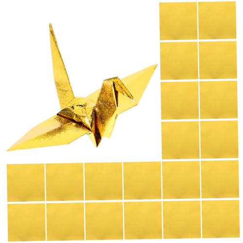 Balacoo 100 Blatt Quadratisches Origami Papier Goldfarben Einseitig Schillerndes Faltpapier Langlebig Dekorativ für DIY Bastelprojekte und Papierkunst Geeignet von balacoo