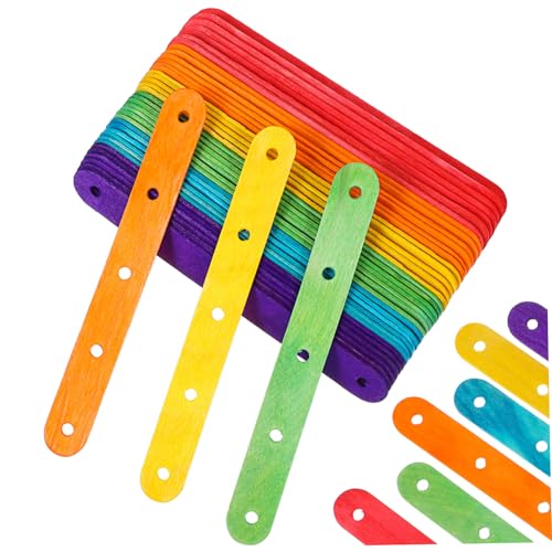 Balacoo 100 Stück Bunte Sticks Teiliges Birkenholz Stabile Fein Polierte Holzstäbchen für DIY Basteln Dessert Cake Pops und Lutscher Sicher und Langlebig von balacoo