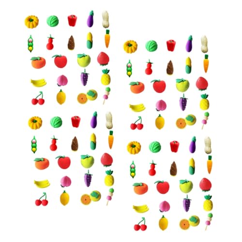 Balacoo 100 Stück Mini Radiergummis Obst Gemüse Mix Kleine Bunte Lernradiergummis aus Sicherem Tpr Material Leichte Praktische Radiergummis für Schüler Bürobedarf von balacoo