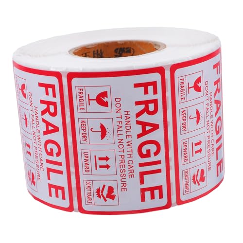 Balacoo 1000 Stück Fragile Warnetiketten Selbstklebend Stark Haftend Verpackungsaufkleber Für Kartons Versand Umzug Verpackung Kleine Unternehmen von balacoo