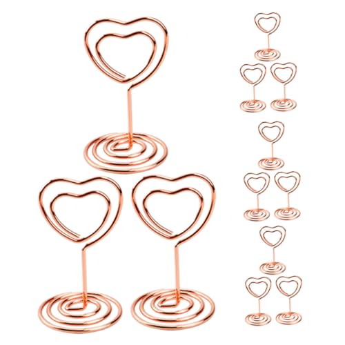 Balacoo 12 Stück Herzförmige Tischkartenhalter Roségold Metall mit Sockel Fotohalter für Menükarten Tischnummern und Platzkarten für Hochzeit Party und Valentinstag Dekoration von balacoo