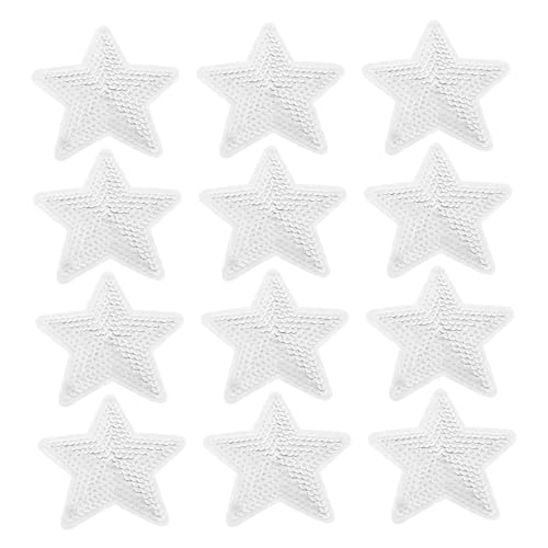 Balacoo 12 Stück Teiliges Pailletten Fünfzackige Stern Aufbügler Patch für Kleidung Schuhe Hüte Bestickte Glitzernde Applikationen zum Aufbügeln Langlebige DIY Stern Deko in Silber von balacoo