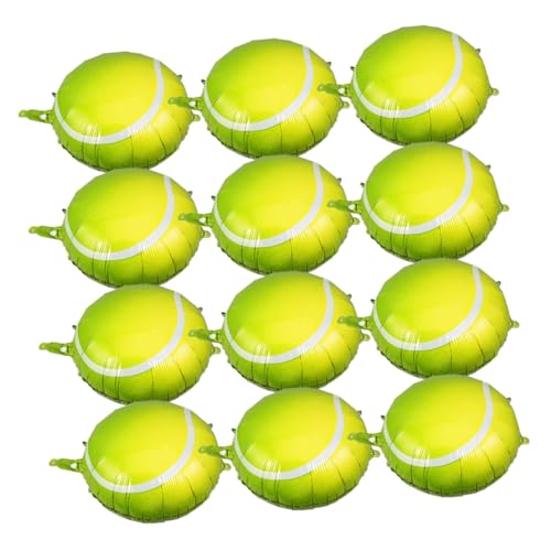 Balacoo 12 Stück Teiliges Tennis Folienballon Aufblasbare Tennis Luftballons mit Aufhängeloch Langlebige Aluminiumfolie für Geburtstagsfeiern und Sportevents von balacoo