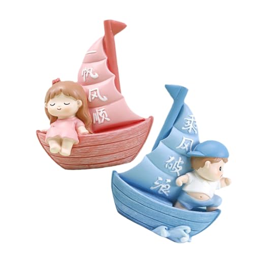 Balacoo 2 Stück Teiliges Resin Segelboot Cake Topper Nautische Geburtstagstorte Dekoration Leichte Farbenfrohe Resinfiguren für Jungen und Mädchen Einfache Anwendung für Besondere Feiern von balacoo