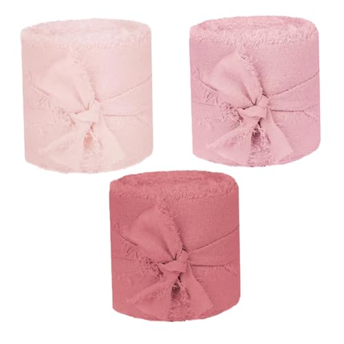 Balacoo 3 Rollen Fransen Chiffonband pro Seidiges Geschenkband für Hochzeitsdekoration Einladungen Blumensträuße und Festliche DIY Bastelarbeiten Rosa Farbschema Balacoo 3 Rollen Fransen Chiffonband pro Seidiges Geschenkband für Hochzeitsdekoration Einladungen Blumensträuße und Festliche DIY Bastelarbeiten Rosa Farbschema von balacoo