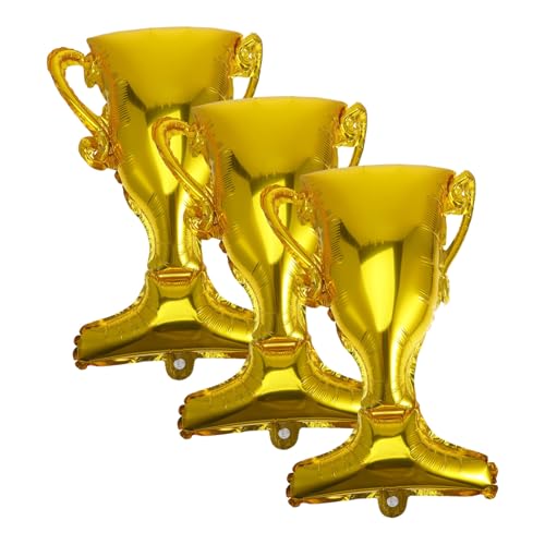 Balacoo 3 Stück Aluminiumfolie Pokal Luftballons Teiliges Abschlussfeier Dekoration Party Props Goldene Champion Ballons für Festliche Gratulation und Fotorequisiten von balacoo