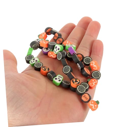 Balacoo 40 Stück Halloween Perlen Polymer Clay Beads für Schmuckherstellung Weiche DIY Bastelperlen mit Kürbis Geist Motiven für Armbänder Halsketten und Dekorationen von balacoo
