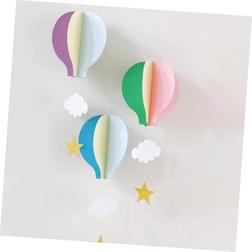 Balacoo 5 Stück Teiliges Heißluftballon Hängedekor mit Wolkenanhängern Farbige Party und Babyparty Dekoration Einfach Aufzuhängende Deckenornamente für Kindergeburtstag und Feiertage von balacoo