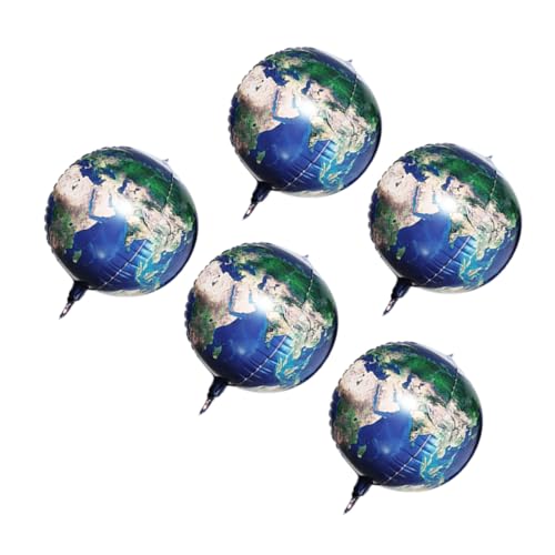 Balacoo 5 Stück Teiliges Planetendeko Set aus Aluminiumfolie Erd und Weltraummotiv Ballons Langlebig Robust Geeignet für Kindergeburtstag Party und Indoor Outdoor Dekoration von balacoo