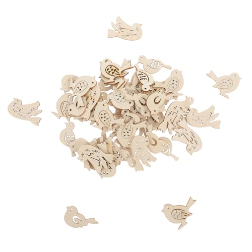 Balacoo 50 Stück Unfertige Holzvogelanhänger aus Robustem Holz Naturbelassen zum Bemalen und Basteln Kreative DIY Holzstreuartikel für Wohn und Festtagsdekoration von balacoo