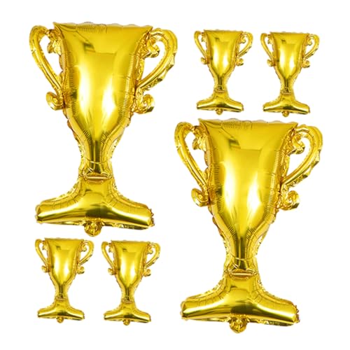 Balacoo 6 Stück Teiliges Goldene Aluminiumfolie Trophy Luftballons Widerstandsfähige Pokal Dekoration für Elegante Abschlussfeier Sport und Jubiläumsparty Langlebige Mylar Ballons für von balacoo
