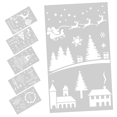 Balacoo 6 Stück Teiliges Weihnachts Malvorlagen Wiederverwendbar für Basteln Holz Stoff und Wand Vielseitige Schablonen für DIY Karten Scrapbooks und Weihnachtsdekorationen von balacoo