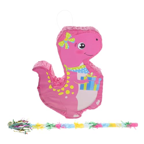 Balacoo Dinosaurier Pinata mit Schlagstab und Tasseln Bunte Partydeko für Kindergeburtstag Süßigkeitenfüllung Hängend als Fotorequisite und Unterhaltungsspiel Farbenfrohes Dino von balacoo