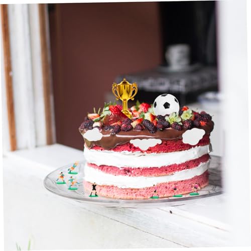 Balacoo Fußball Tortendeko mit Fußball Pokal EVA Schaum Bunte Fußballparty Deko für Jungen Geburtstage Sportliche Kuchenfiguren Sichere Kunststoff Miniatur Wiederverwendbar von balacoo