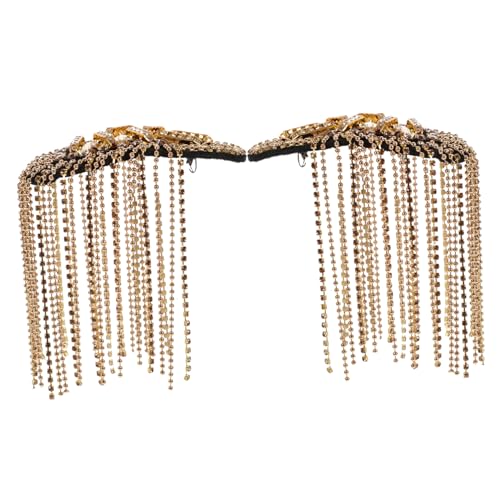 Balacoo Goldene Schulterklappen mit Strass und Fransen Dekorative Epauletten für Anzug Kostüm Schulterabzeichen Leicht Anzubringen Eleganter Schmuck für Damen und Herren von balacoo
