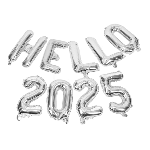 Balacoo Hello Folienballon Set Silberne Zahlen und Buchstabenballons Partydeko Neujahr Luftballons für Silvester Feier Geburtstagsfeier Foto Requisiten von balacoo