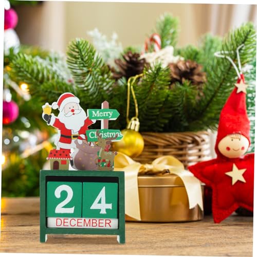 Balacoo Holz Weihnachtskalender Desktop Dekoration Kreativer Block Kalender Tisch Ornament Weihnachtsdeko Grün Festliche Atmosphäre Geschenkidee von balacoo