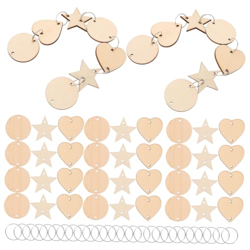 Balacoo Unvollendete Holzscheiben mit Bohrung Runden Sternförmigen und Herzförmigen Holzanhängern Geeignet für DIY Basteln Hochzeit Geburtstagsdeko mit Metallringen zum Auffädeln Balacoo Unvollendete Holzscheiben mit Bohrung Runden Sternförmigen und Herzförmigen Holzanhängern Geeignet für DIY Basteln Hochzeit Geburtstagsdeko mit Metallringen zum Auffädeln von balacoo