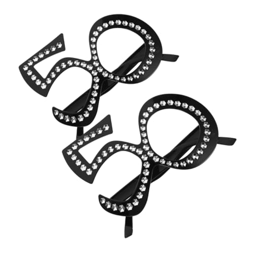 balacoo 2 Paare Geburtstagsbrille Dekorative Brillen mit Glitzerndem Rahmen Einzigartige Zahlenform Party und Fotorequisite Unisex Einheitsgröße Langlebiges Kunststoffmaterial von balacoo