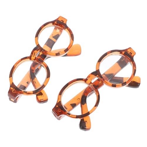 balacoo 2 Paare Mini Brillen für Puppen Leichte Kunststoff Doll Sonnenbrillen Miniatur Puppenbrillen Langlebige DIY Dekoaccessoires Leopardendesign für Bjd Puppen von balacoo