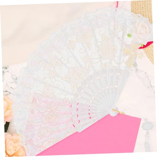 balacoo 2 Stück Faltbarer Spitzen Handfächer mit Quaste Vintage Stil Leicht Tragbar Dekorativ für Hochzeitsfeiern Tanzauftritte Cosplay und Sommerpartys Damen Accessoire von balacoo