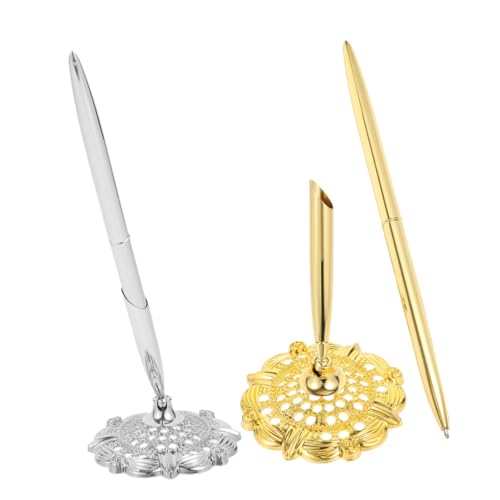balacoo 2 Stück Luxuriöse Kugelschreiber mit Ständer Metall Kugelschreiber in Gold und Silber Edle Business Stifte für Unterschriften Hochzeit Büro Schreibset Glattes Schreiben von balacoo