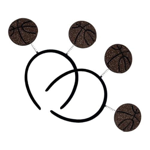 balacoo 2 Stück Teiliges Basketball Haarband mit Glitzer Basketball Muster Sportliches Party Stirnband für Fans Leichtes Sicher Haltendes Haarreif Zubehör für Sportevents und Feiertage von balacoo