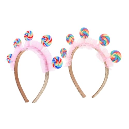 balacoo 2 Stück Teiliges Haarband Candy Lollipop Stirnband in Rosa Süßes Cartoon Haaraccessoire für Mädchen Bequemes Vielseitiges Partyzubehör für Geburtstagsfeiern und Freizeit von balacoo