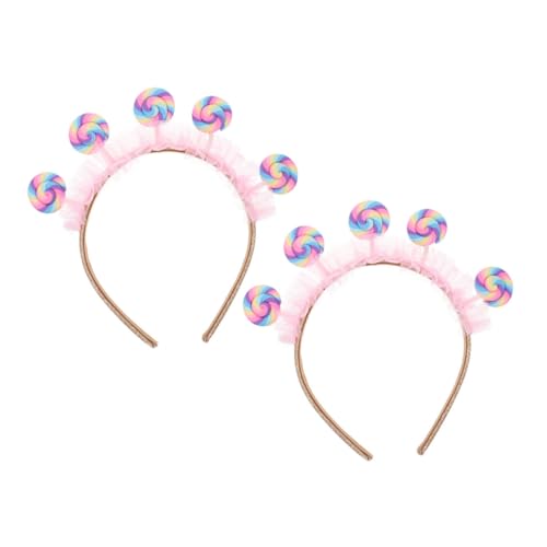 balacoo 2 Stück Teiliges Haarreif Süßer Lollipop Stirnband aus Kunststoff Pinke Cartoon Haarreifen für Mädchen Geeignet für Geburtstagsfeiern Freizeit Parkbesuche und Kostümierung von balacoo