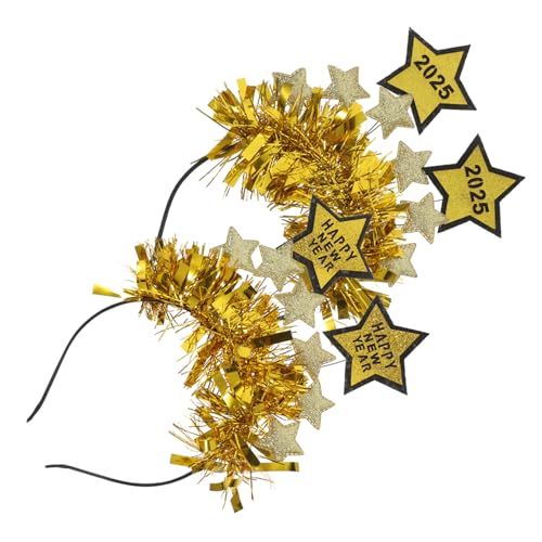 balacoo 2 Stück Teiliges Neujahrs Stirnband Goldfarbenes Party Accessoire mit Sternenmotiv Robustes Wiederverwendbares Kopfschmuck für Silvester Feiern und Festliche Anlässe von balacoo