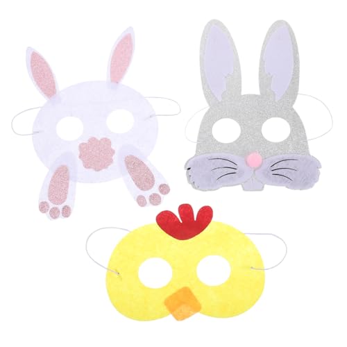balacoo 3 Stück Filzmasken Ostern Hasen und Kükenmasken Karneval Kostüm Party Dekorationen Komfortabel für Festliche Anlässe und Maskerade von balacoo