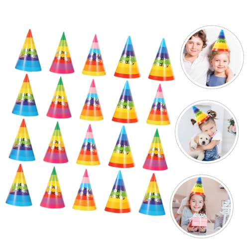 balacoo 36 Stück Teiliges Bunte Papier Geburtstagshüte Kegelhüte mit Gummiband Partyhüte für Kindergeburtstag Shower Kostümparty Geeignet für Jungen und Mädchen Einfache Montage Fröhliche von balacoo