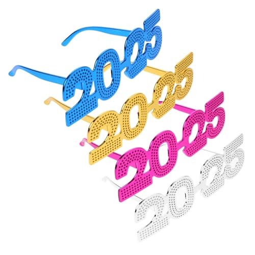 balacoo 4 Stück Silvester Partybrille Farben Leuchtbrillen Spaßbrille Fotorequisite für Neujahrsfeier von balacoo