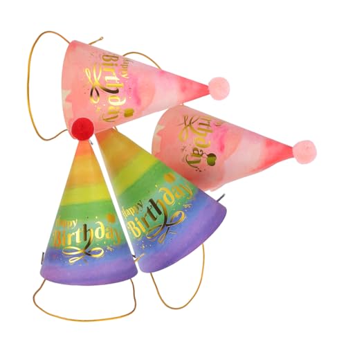balacoo 4 Stück Teiliges Bunte Partyhüte aus Papier Kleine Geburtstagskegel Farbenfrohe Geburtstagsfeier Hüte Leichte Partyhüte für Erwachsene als Geburtstagsdekoration von balacoo