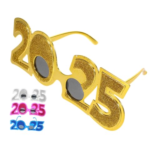 balacoo 4 Stück Teiliges Partybrillen aus Langlebigem PC Material Bunte Gerade Zahlenbrillen als Silvester Accessoires und Fotorequisiten für Neujahrsfeiern und Partys von balacoo