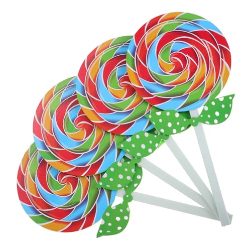 balacoo 4 Stück Teiliges Tanz Requisiten Große Lutscher Fotoprops Leichte Farbenfrohe Fake Lollipop Modelle für Fotoshootings und Party Dekorationen von balacoo