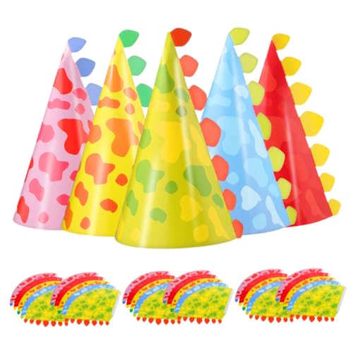balacoo 40 Stück Dinosaurier Geburtstagsparty Hüte Papier Hüte mit Bunten Dinosaurier Mustern und Weichen Materialien für Lustige Foto Requisiten und Partyzubehör von balacoo
