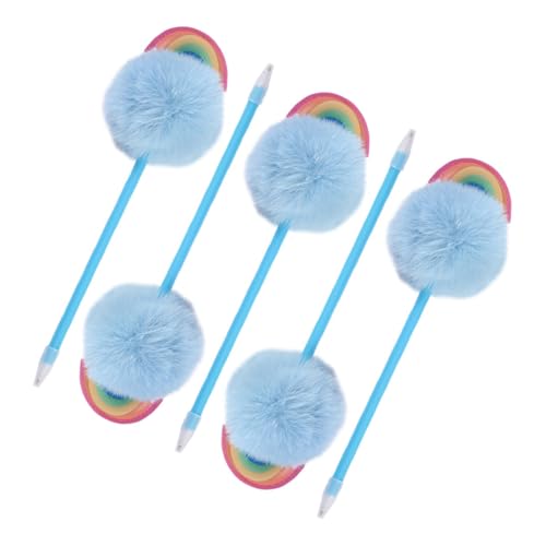 balacoo 5 Stück Niedliche Kugelschreiber mit Flauschigem Pompon Ergonomisch Geformt für Komfortables Schreiben Zuverlässige Tintenfüllung Smudgefrei für Schule von balacoo