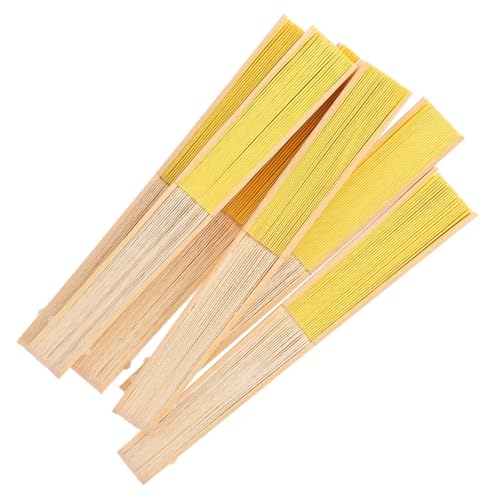 balacoo 6 Stück Faltbare Papier Handfächer Tiefgelb Vintage Fächer für Hochzeit Party Tanzaufführung Tragbare Bühnenrequisiten Handgehalten Vielseitig Einsetzbar von balacoo