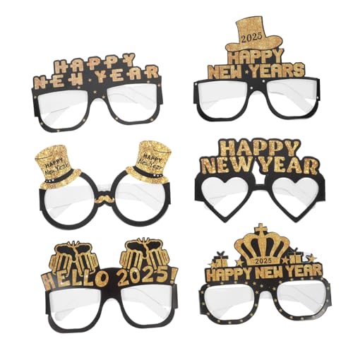 balacoo 6 Stück Neujahrs Papierbrillen Partybrillen mit Lustigem Design Bequeme Leichte Augen Deko für Silvesterfeier Geeignet für Erwachsene und Jugendliche Festliche Foto Requisiten von balacoo