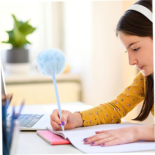 balacoo 8 Stück Teiliges Bunter Pom Pom Kugelschreiber mit Flauschiger Dekoration Weicher Schreibkomfort Trendige Stifte für Mädchen Schulbedarf und Büro Charmantes Design für Schüler von balacoo