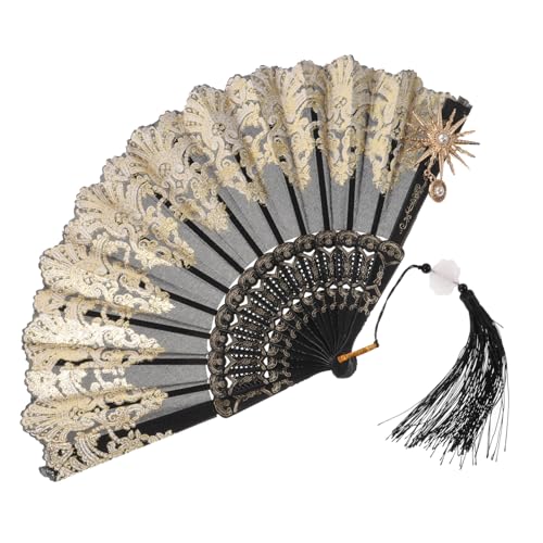 balacoo Eleganter Faltbarer Handfächer Quaste Orientalischer Vintage Faltfächer für Damen Handgehaltener Fächer als Tanzrequisite und Dekoration Robust und Langlebig für Sommerpartys und von balacoo