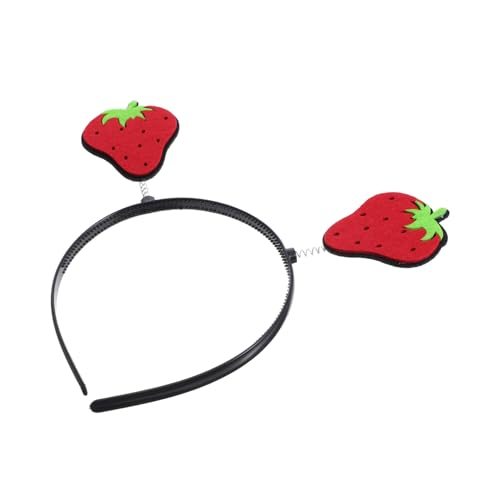 balacoo Erdbeer Haarreifen Frucht Stirnband mit Feder Lustiges Sommer Haaraccessoire für Party Foto Requisiten Weiches Elastisches Haarschmuck für Auftritte und Bühnenveranstaltungen von balacoo