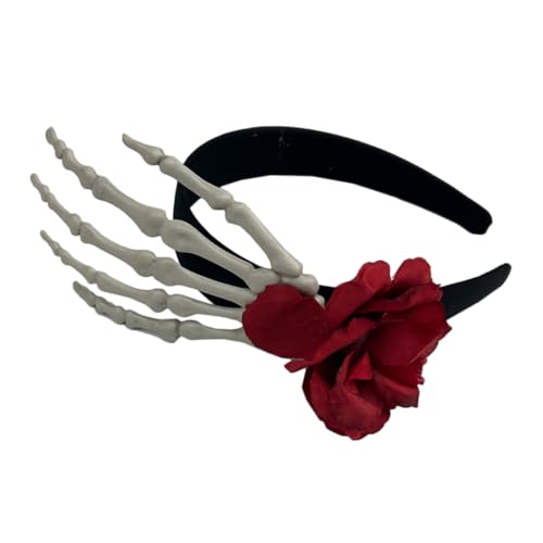 balacoo Halloween Tag der Toten Haarreif mit Großem Knochen Hand Design und Rosen Atmungsaktiv Weiches Material Bequemes Kostümzubehör für Party Performance und Rollenspiel von balacoo