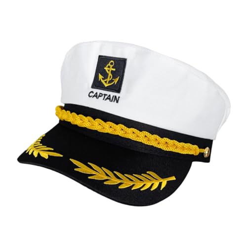 balacoo Kapitänsmütze Verstellbar Weiß Marinehut für Kostüm Cosplay Halloween Party Zubehör für Rollenspiele und Aufführungen von balacoo