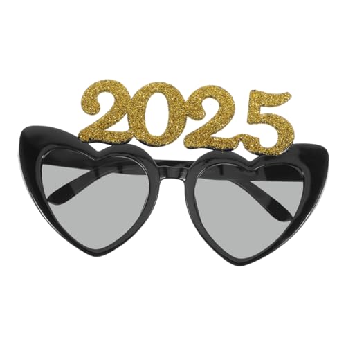 balacoo Partybrille Herzförmig Goldfarbene Festivalbrille aus Leicht Wiederverwendbar Lustiges Fotoaccessoire für Silvester und Feierlichkeiten von balacoo